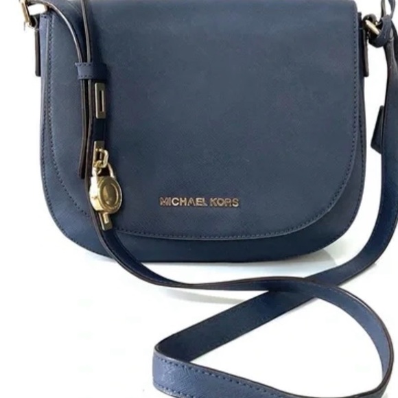 Michael Kors Handbags - Michael Kors Dark Blue Hamilton Crossbody Bag with Gold Details